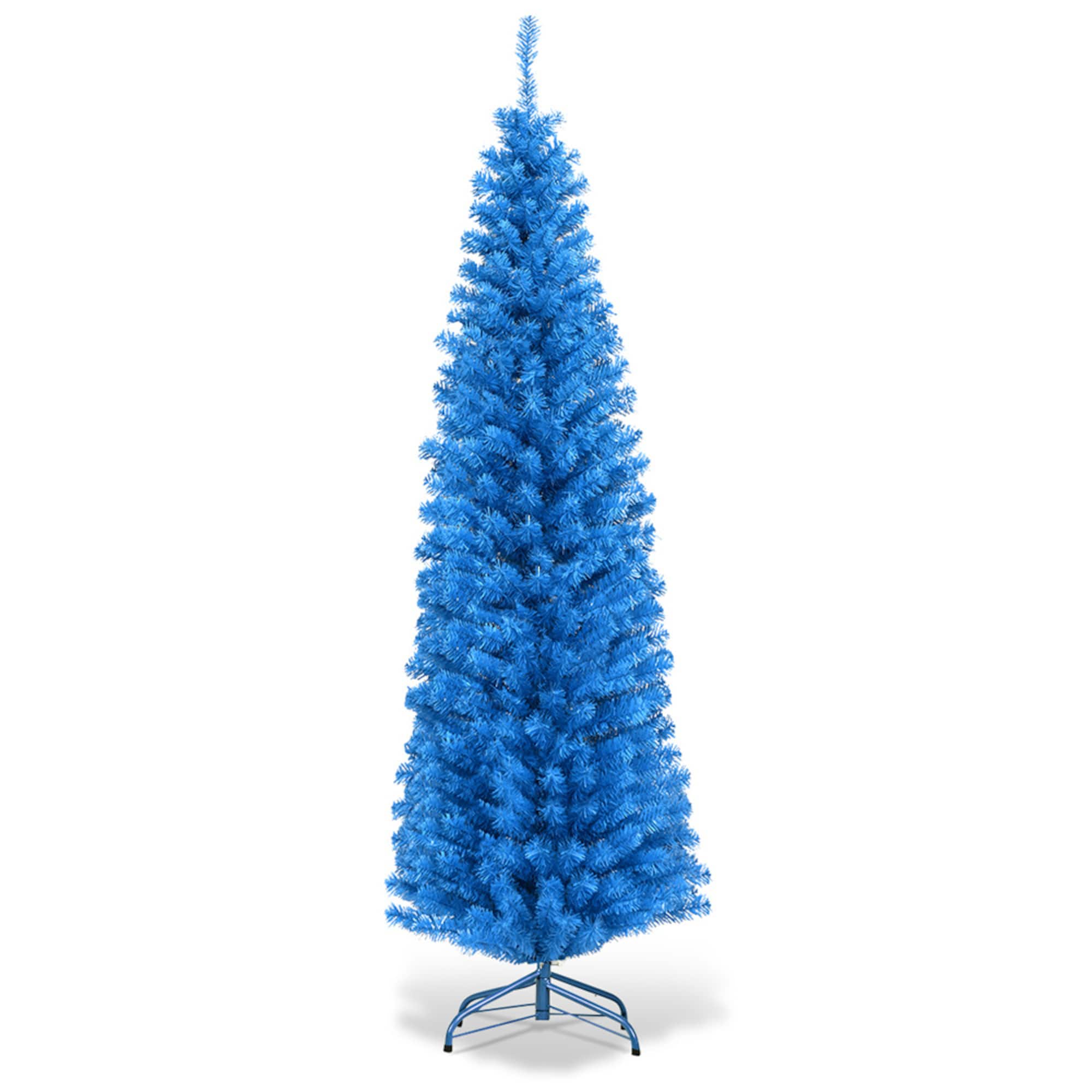 Costway 6ft.Unlit Blue Pencil Slim Tree Artificial Christmas Tree
